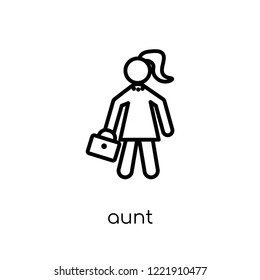 aunt icon. Trendy modern flat linear vector aunt icon on white background from thin line family relations collection, editable outline stroke vector illustration
