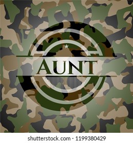 Aunt on camouflaged pattern