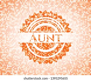 Aunt orange mosaic emblem. Vector Illustration. Detailed.