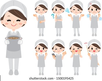 Aunt of school lunch illustration set
