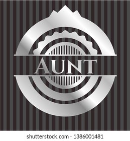 Aunt silvery badge or emblem. Vector Illustration. Mosaic.
