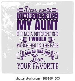 Aunt Tshirt Design Hand Lettering Illustration Stock Vector (Royalty ...