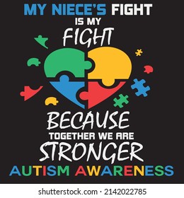 Aunt Uncle Puzzle Heart Blue , Autism Graphic Tshirt design