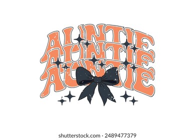 Auntie Black Bow Fall Coquette Halloween T shirt Design