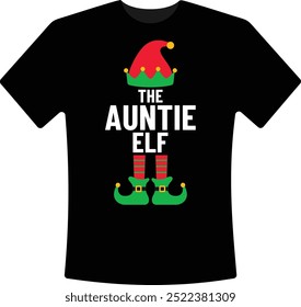 The Auntie Elf Christmas T-Shirt Design Holiday Elf Christmas Graphic