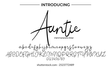 Auntie Font Stylish brush painted an uppercase vector letters, alphabet, typeface