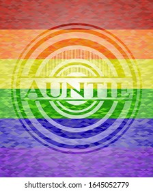 Auntie lgbt colors emblem. Vector Illustration. Mosaic.