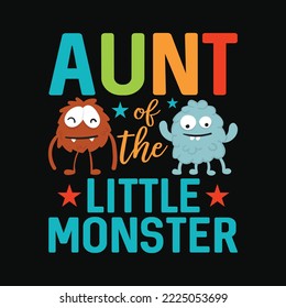 Auntie Of The Little Monster Birthday Family Monster