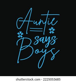 Auntie Says Boy Cute Blue Gender Reveal Announcement