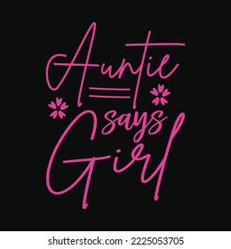 Auntie Says Girl Cute Pink Gender Reveal Announcement