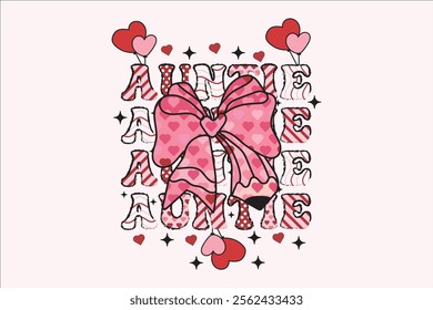 Auntie Valentine Pencil Coquette Bow EPS T-shirt Design