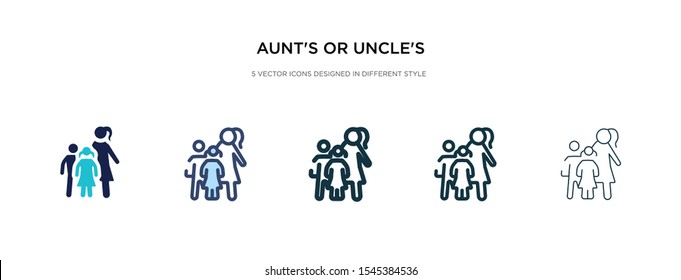 aunt's or uncle's child icon in different style vector illustration. two colored and black aunt's or uncle's child vector icons designed in filled, outline, line and stroke style can be used for