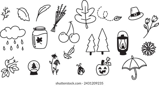 auntum set icon vector illustration image