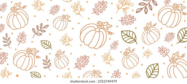 Auntumn seamless pattern vector line art