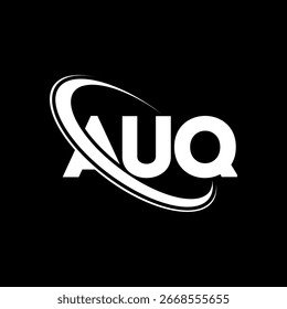AUQ logo. AUQ letter logo design. Initials AUQ logo linked with circle and uppercase monogram logo. AUQ typography for technology, business and real estate brand.