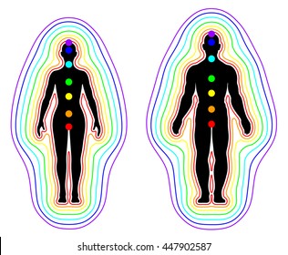 Aura And Chakras On White Background - Vector