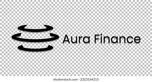 Aura Finance (AURA) cryptocurrency logo worldmark isolated on transparent png background vector