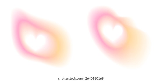 Aura gradient blur frame element. Abstract pink and yellow gradation with soft mesh effect. Aesthetic Valentine ombre halo figure for decoration. Different love modern paint design vector pack