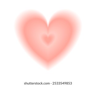 Aura gradient heart 2000s symbol. Aesthetic blurry y2k love icon with glowing effect. Vector illustration isolated on white background