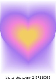 Aura Gradient heart poster. Y2k style blurred gradient.
Blurry heart aesthetic elements. Colourful spiritual poster. Trendy wall art. Purple, pink, yellow. Print, wallpaper, web template.