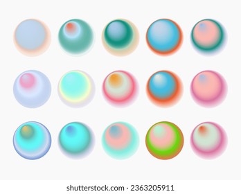 Aura Gradient Set y2k round poster. Futurism vector art set. Retrowave, synthwave, rave, steam wave background. Black, purple, pink, blue, yellow colors. Print, wallpaper, web template.