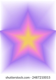 Aura Gradient star poster. Y2k style blurred gradient.
Blurry star aesthetic elements. Colourful spiritual poster. Trendy wall art. Purple, pink, yellow. Print, wallpaper, web template.