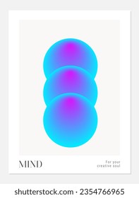 Aura Gradient y2k round poster. Futurism vector art set. Retrowave, synthwave, rave, steam wave background. Black, purple, pink, blue, yellow colors. Print, wallpaper, web template.