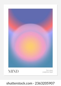 Aura Gradient y2k round poster. Futurism vector art set. Retrowave, synthwave, rave, steam wave background. Black, purple, pink, blue, yellow colors. Print, wallpaper, web template.