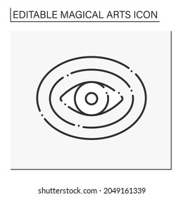  Aura line icon. Unseen field of energy surrounding person physical body. Magical arts concept. Isolated vector illustration. Editable stroke