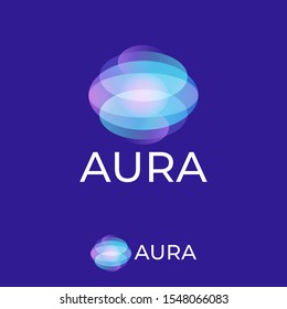 Aura logo. Light spots logo. Omni emblem consist of transparent elements.