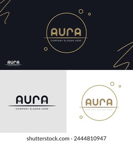 Aura Logo Simple Font Minimalist Typography Design Dark Golden Aesthetic