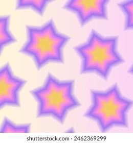 Aura pattern. Y2k groovy abstract backgrounds. Blurry star aesthetic. Blurred gradient. Abstract geometric shapes in trendy retro style. Purple, pink, yellow. Print, wallpaper, card, banner, web