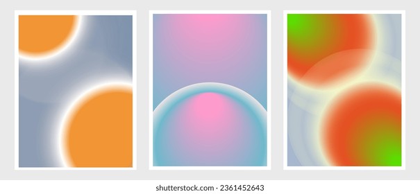 Aura Set Gradient y2k round poster. Futurism vector art set. Retrowave, synthwave, rave, steam wave background. Black, purple, pink, blue, yellow colors. Print, wallpaper, web template.