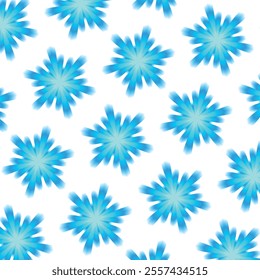 Aura snowflakes pattern. Y2k groovy abstract backgrounds. Blurry winter element. Blurred blue snow gradient. Abstract geometric shapes in trendy style. Print, wallpaper, card, banner, web template