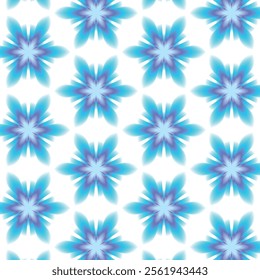 Aura snowflakes pattern. Y2k groovy abstract backgrounds. Blurry winter element. Blurred blue snow gradient. Abstract geometric shapes in trendy style. Print, wallpaper, card, banner, web template