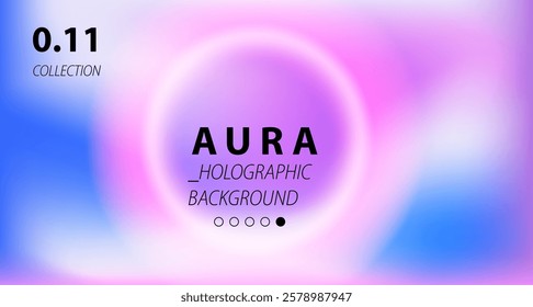 Aura style background with neon glowing circle on a blurred defocused background.