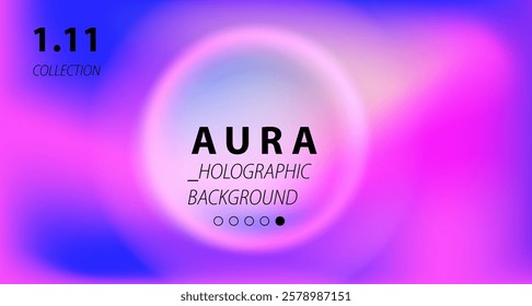 Aura style vector background with neon glowing circle on a blurred defocused background.