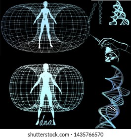 aura treatment dna biofield vector realistic 3d rendering 3d illustration
