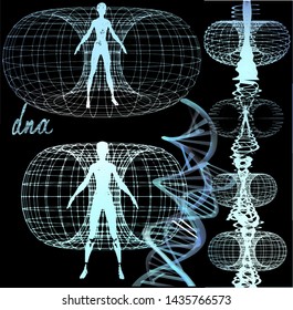 aura treatment dna biofield vector realistic 3d rendering 3d illustration