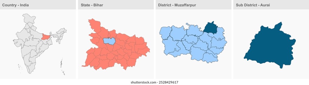 Aurai map (District Muzaffarpur , State Bihar, Republic of India), MuzaffarpurDistrict, Bihar State, Republic of India, Government of Bihar, Indian territory, Eastern India, politics, village, tourism