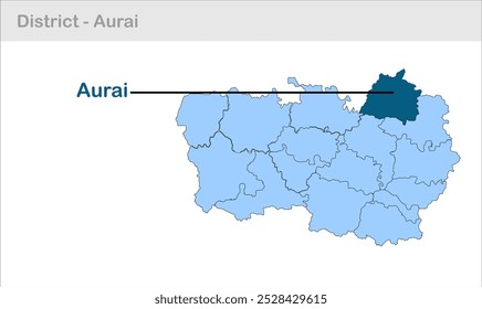 Mapa do sub-distrito de Aurai, Distrito de Muzaffarpur, Estado de Bihar, República da Índia, Governo de Bihar, Território indiano, Índia Oriental, Política, Aldeia, Turismo