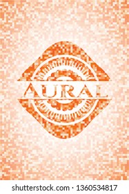 Aural abstract orange mosaic emblem