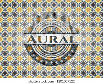 Aural arabesque style emblem. arabic decoration.