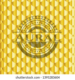 Aural golden emblem. Scales pattern. Vector Illustration. Detailed.