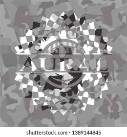 Aural grey camo emblem. Vector Illustration.