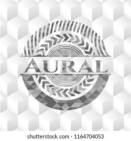 Aural grey emblem with cube white background