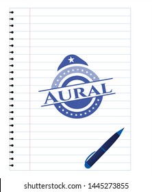 Aural pen draw. Blue ink. Vector Illustration. Detailed.