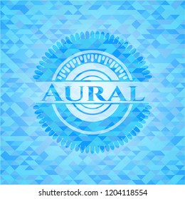 Aural realistic light blue mosaic emblem