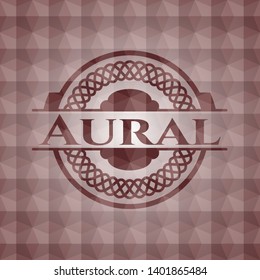 Aural red seamless emblem with geometric pattern.