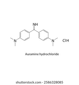 Auramine hydrochloride skeletal structure.Dye compound schematic illustration. Simple diagram, chemical formula.